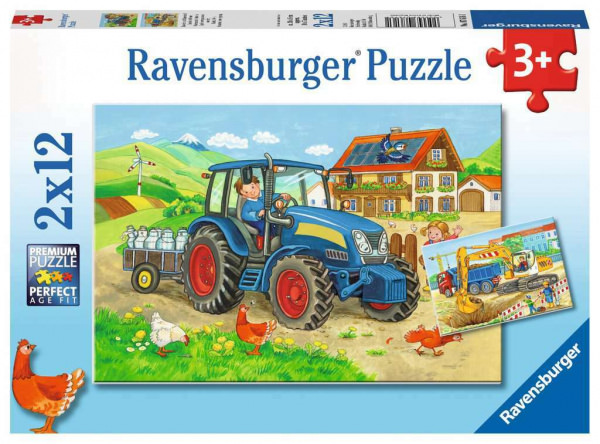 Puzzle Baustelle und Bauernhof (2 x 12 Teile)