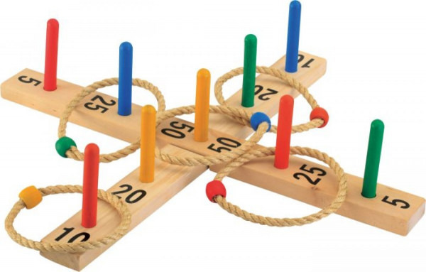 Ringwurfspiel aus Holz mit 9 Stäben