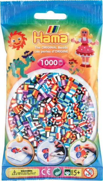 Bügelperlen Midi - gestreift Mix 1000 Perlen (6 Farben)