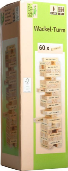 Wackelturm mit 60 Spielsteinen