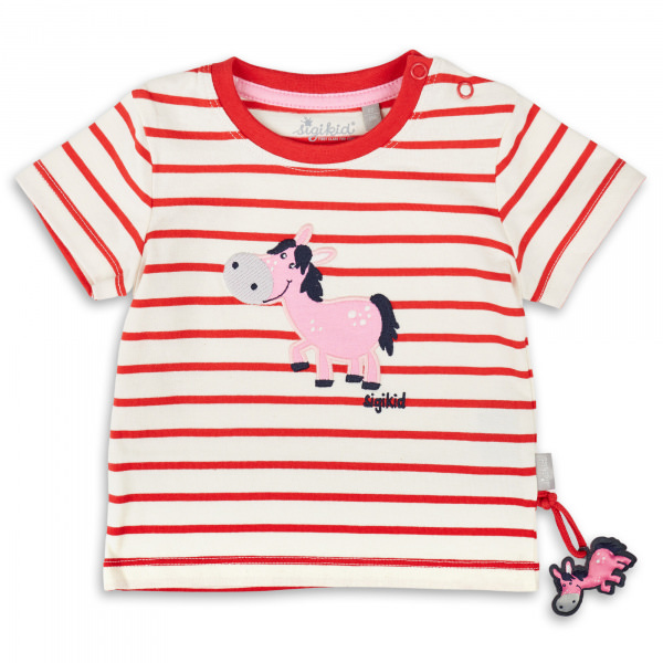 T-Shirt rot gestreift aus der sigikid Babykollektion Pink Horses Frühjahr/Sommer 2022