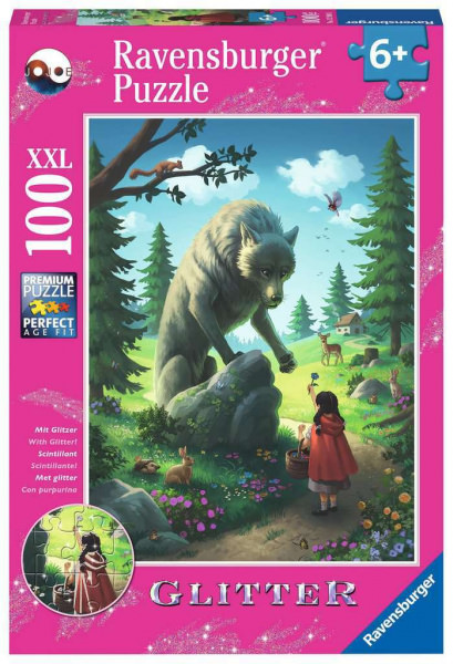 Puzzle Rotkäppchen und der Wolf, Glitter (100 Teile XXL)