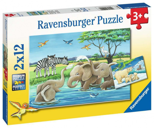 Puzzle Tierkinder aus aller Welt (2 x 12 Teile)