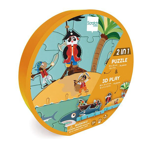 2in1 Spielpuzzle 3D Piraten (36 Teile)