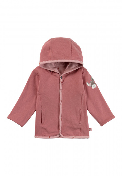 Baby Wendejacke aus Baumwolljersey mit Esel Emmi Applikation und Blümchen-Druck