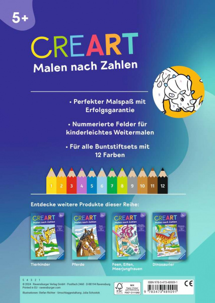 CreArt Malen nach Zahlen Dinosaurier