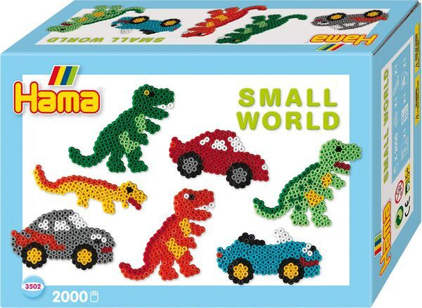 Bügelperlen Midi - Geschenkpackung kleine Welt Dinosaurier & Auto