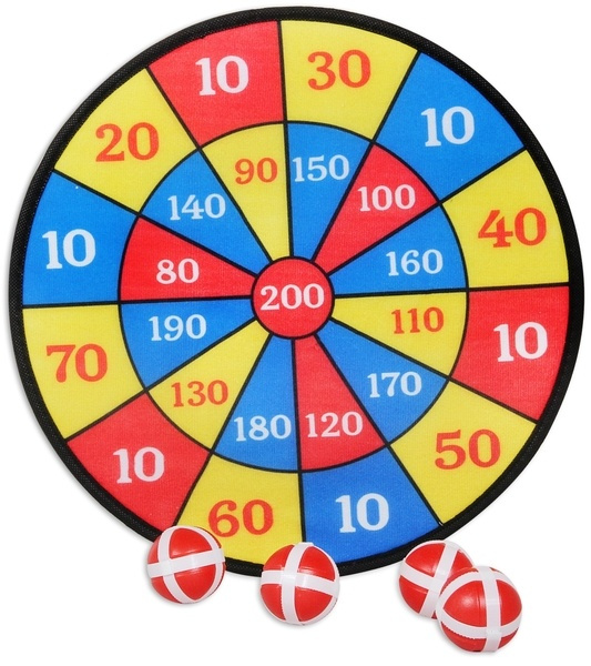 Dartscheibe Klett mit 4 Bällen