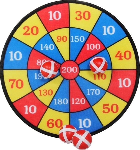 Dartscheibe Klett mit 4 Bällen