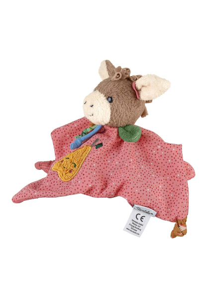 Schmusetuch Esel Emmily in Hellrot, 20 cm