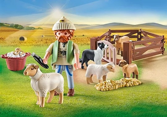 Country Junger Schäfer mit Schafen