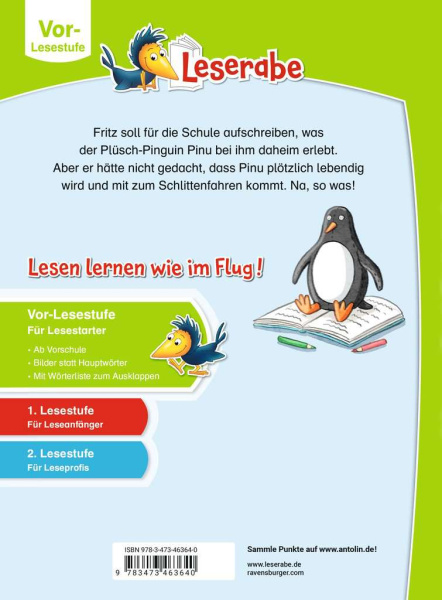 Leserabe - Pinguin Pinu taut auf