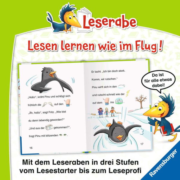 Leserabe - Pinguin Pinu taut auf