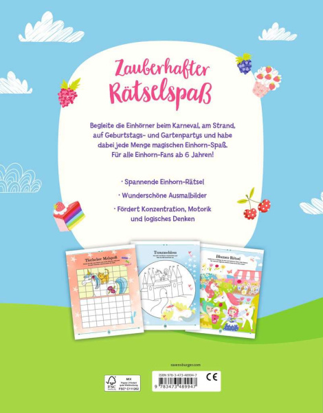 Mein liebstes Einhörner-Mal- und Rätselbuch