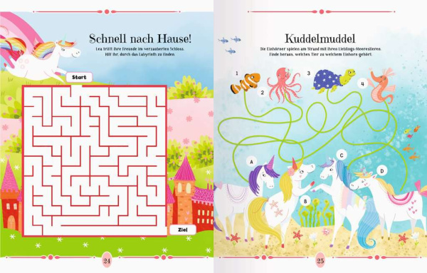 Mein liebstes Einhörner-Mal- und Rätselbuch