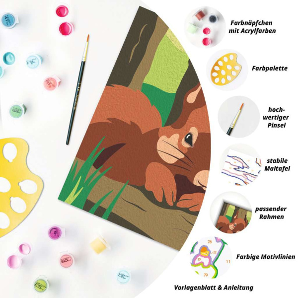 CreArt Malen nach Zahlen Kuschelnde Eichhörnchen