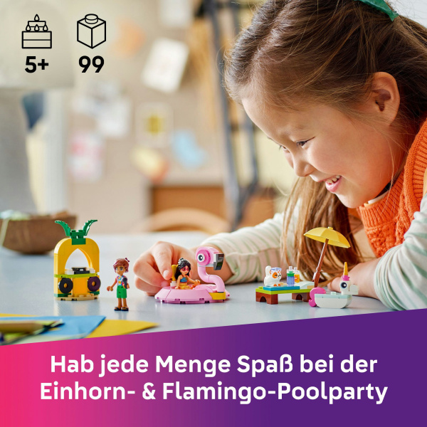 Friends Poolparty mit Einhorn und Flamingo