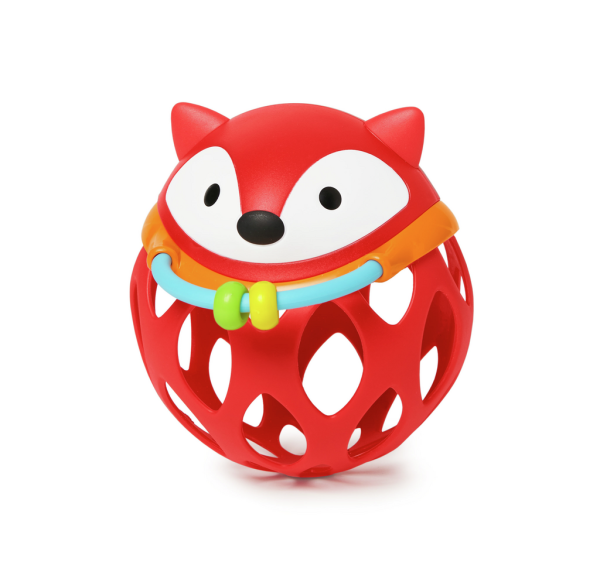 Rasselball Fuchs mit Beißring, rot