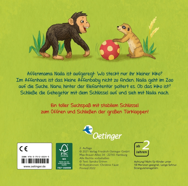 Mein erstes Schlüsselbuch - Wo ist das kleine Affenbaby?