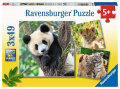 Puzzle Panda, Tiger und Löwe (3 x 49 Teile)