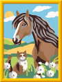 CreArt Malen nach Zahlen Pferd und Kätzchen