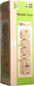 Wackelturm mit 60 Spielsteinen