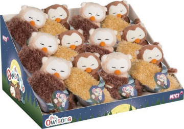 Eule Oscar & Owluna 12 cm schlafend im Nest, sortiert