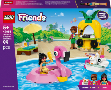 Friends Poolparty mit Einhorn und Flamingo