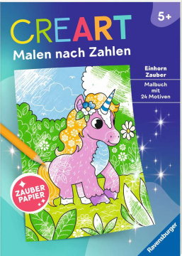CreArt Malen nach Zahlen Zauberpapier Einhörner